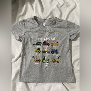 SHEIN Gray Kids Tee with Colorful Tractor Print